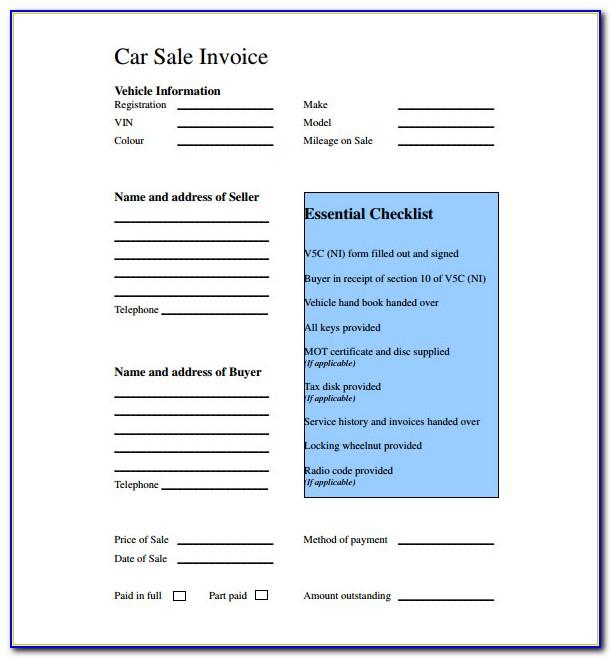Car Sales Invoice Format