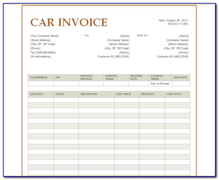 Car Sales Invoice Sample