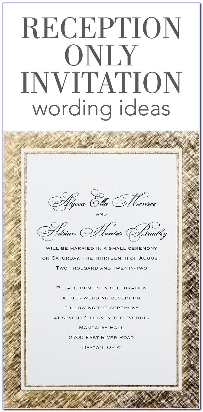 Cocktail Wedding Reception Invitation Wording Samples