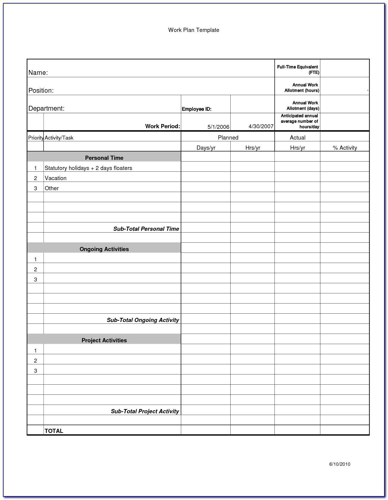 Daily Work Schedule Template Word