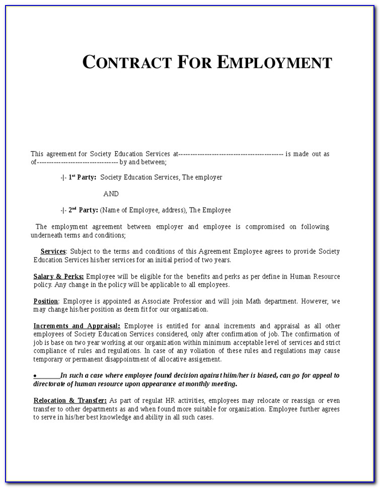 Employee Contract Sample Australia