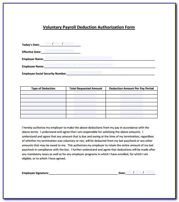 Employee Deduction Form Template