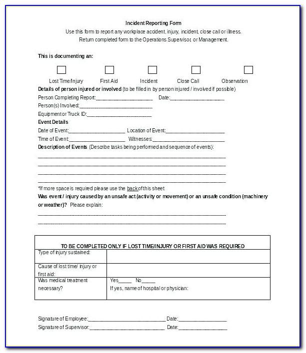 Employee Vehicle Accident Report Template