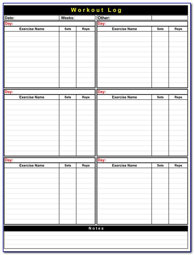 Exercise Journal Excel Template