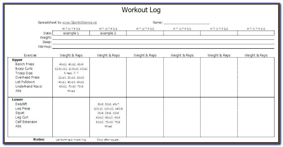 Fitness Journal Template Free
