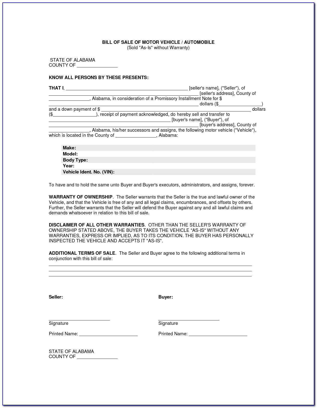 Free Auto Promissory Note Template