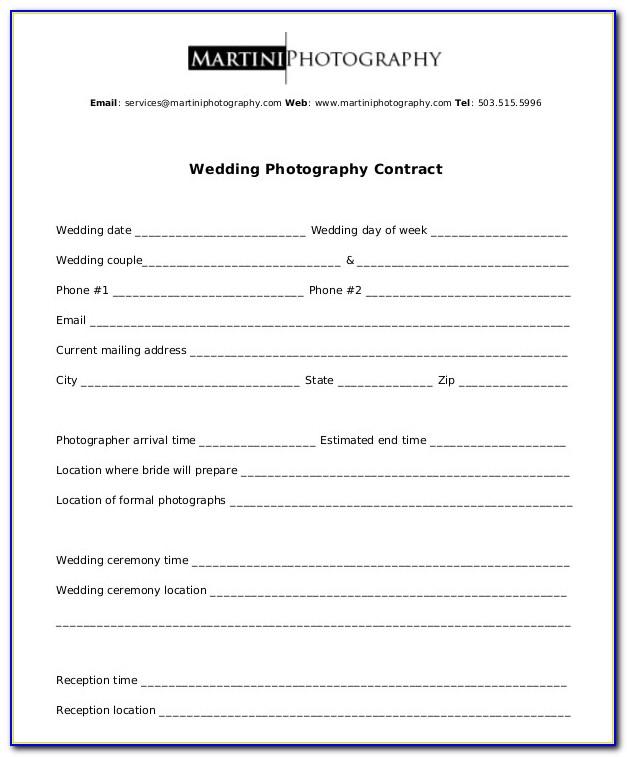 Free Wedding Photography Contract Template Word