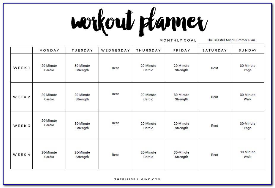 Free Weekly Workout Planner Template