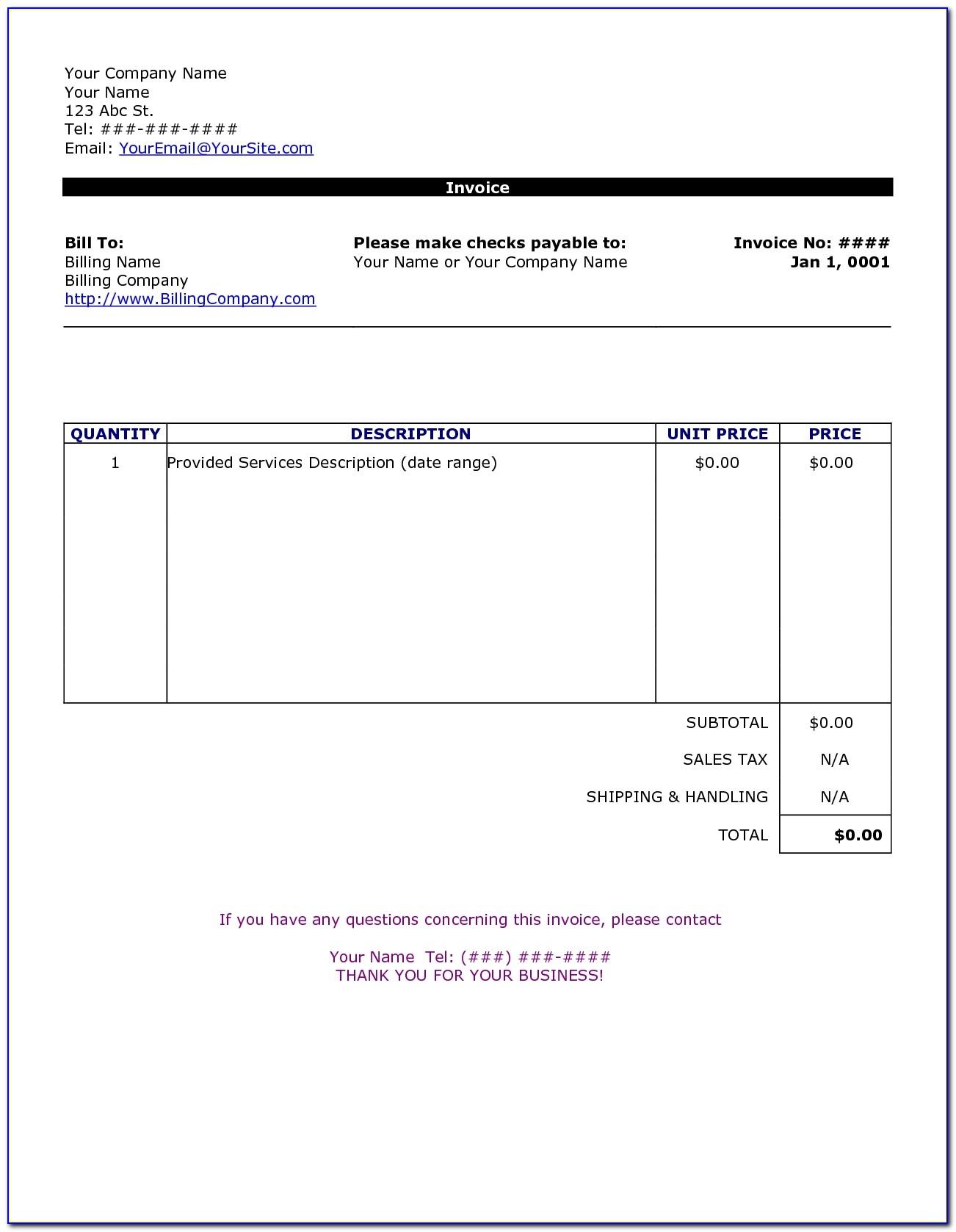 Free Word Document Invoice Format