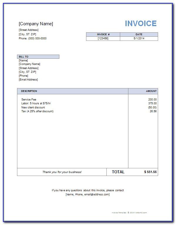 Free Word Template For Invoices