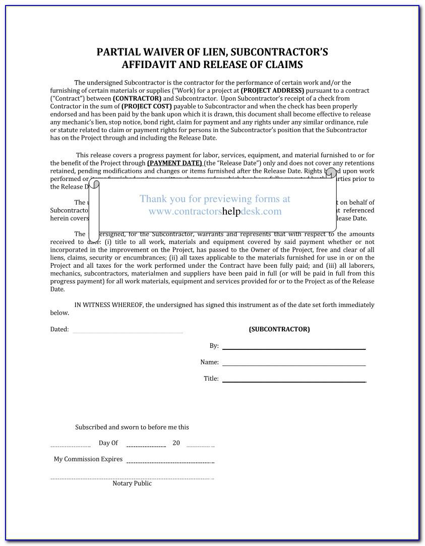 Illinois Waiver Of Lien Template