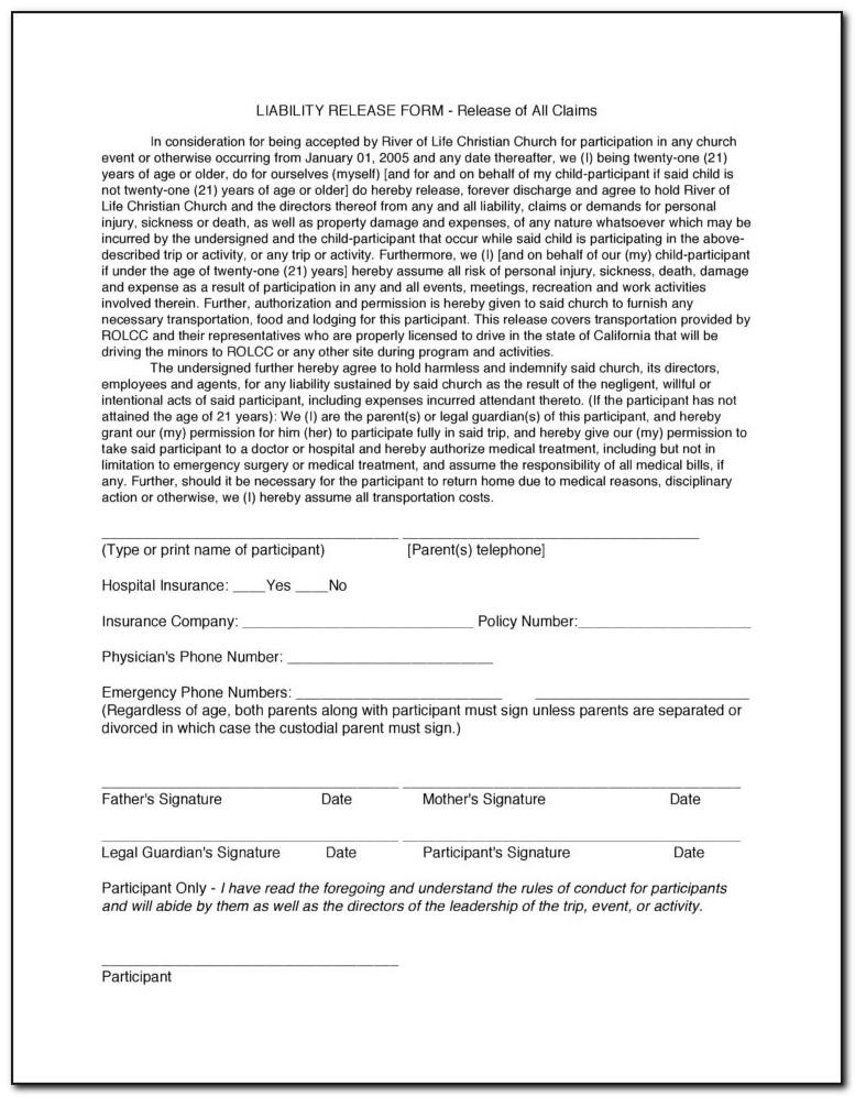 Injury Waiver Form Template