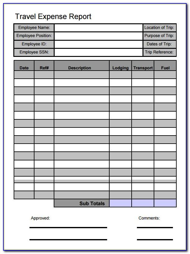 Monthly Travel Expense Report Template