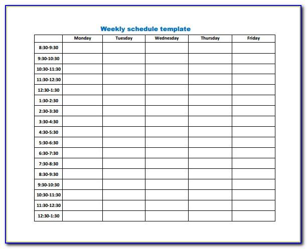 Monthly Work Schedule Template Free Download