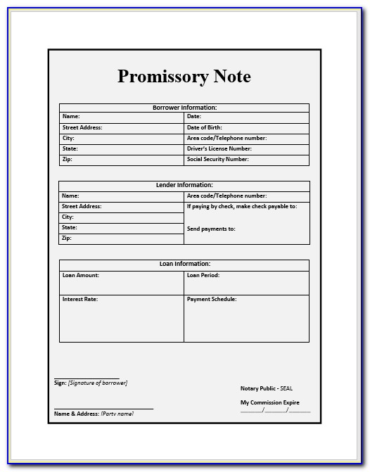 Ms Word Promissory Note Template