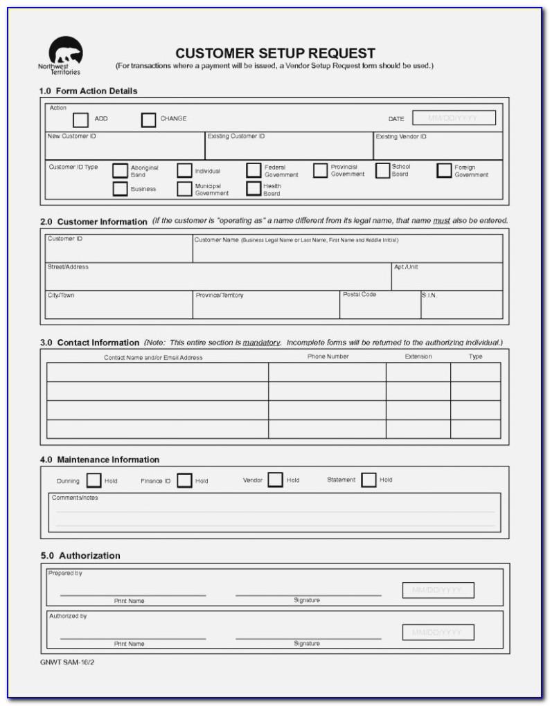 New Vendor Setup Form Template Excel