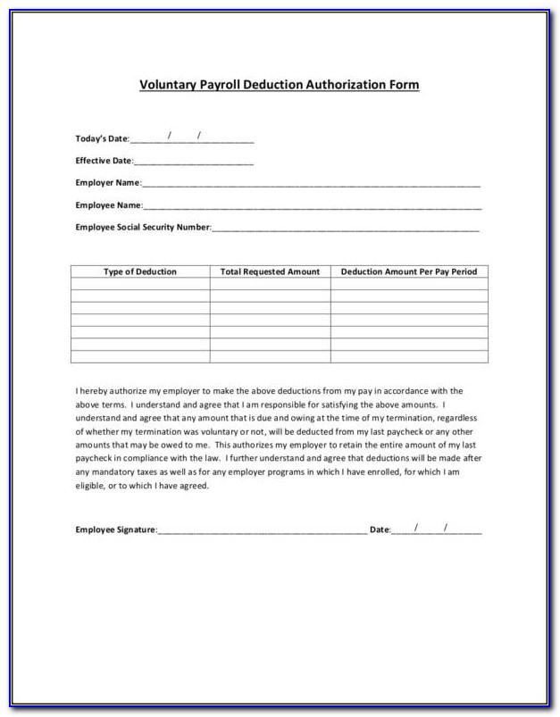 Payroll Deduction Form Template Australia