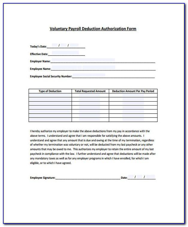 Payroll Deduction Form Template Canada