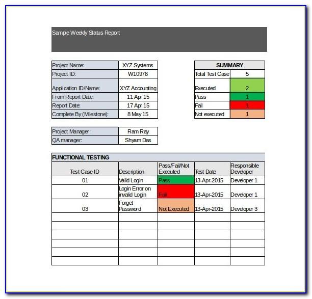 Project Reporting Template Excel