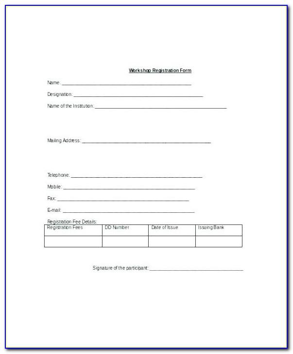 Registration Form Template Free Download Word