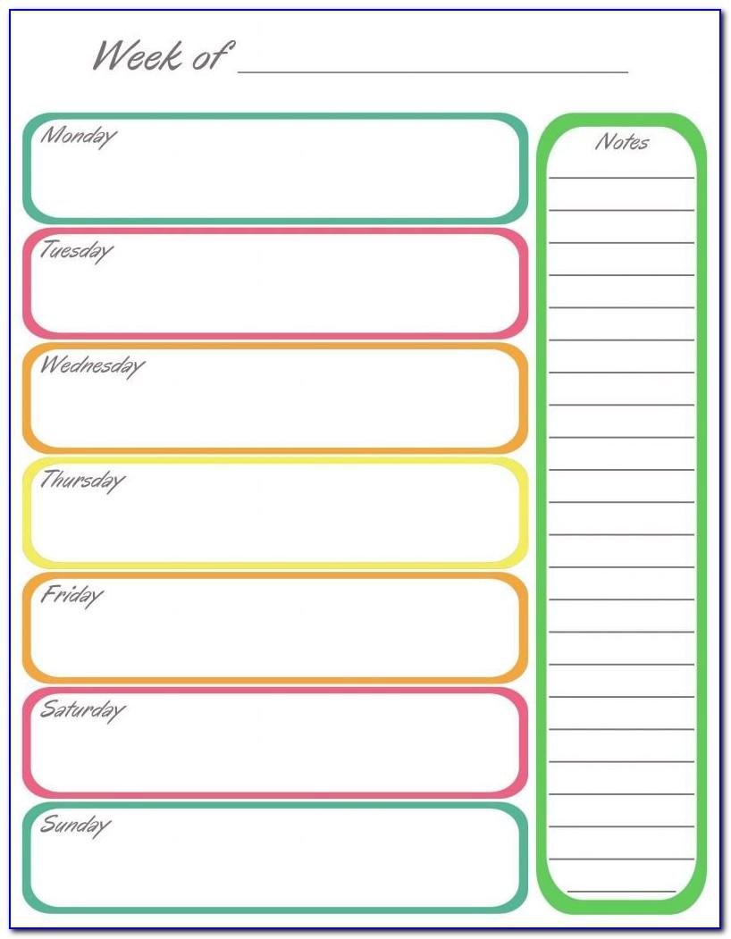 Schedule Template Free Printable