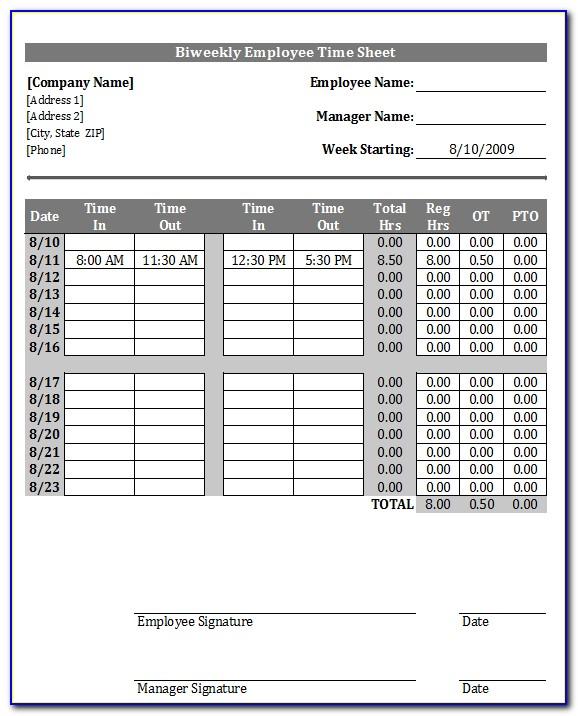 Timesheet Template With Overtime