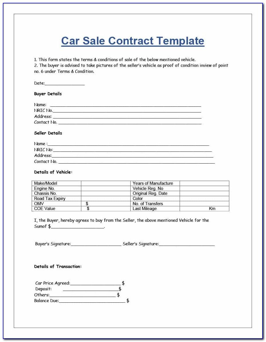 Used Car Sales Agreement Template Uk