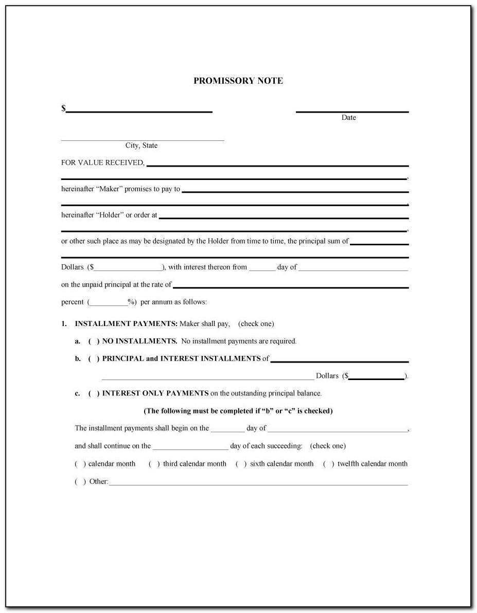 Vehicle Promissory Note Template Free