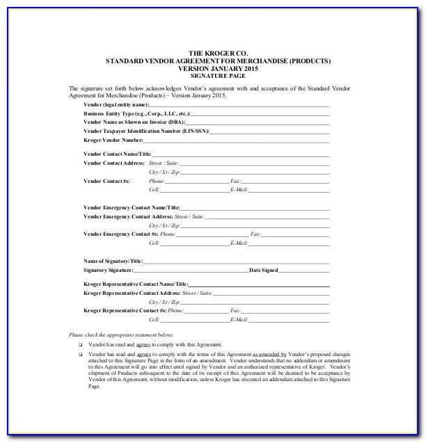 Vendor Agreement Format Pdf