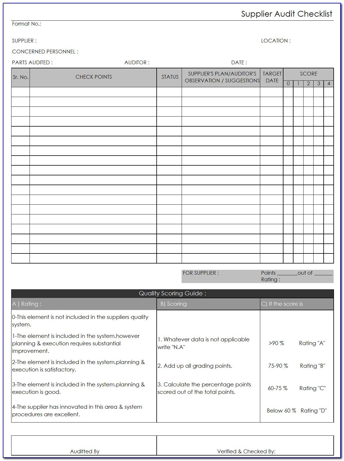 Vendor Audit Checklist Sample