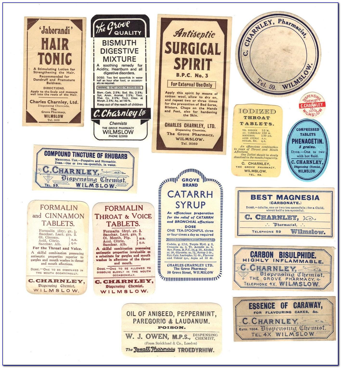 Старые аптечные этикетки