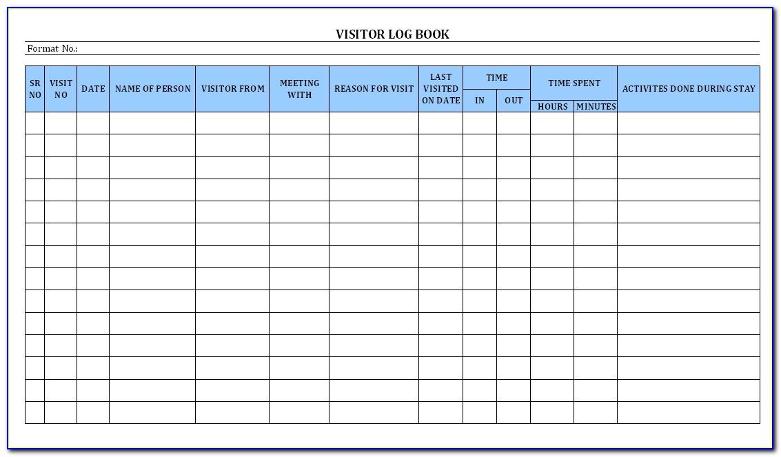 Visitor Log Book Template Excel