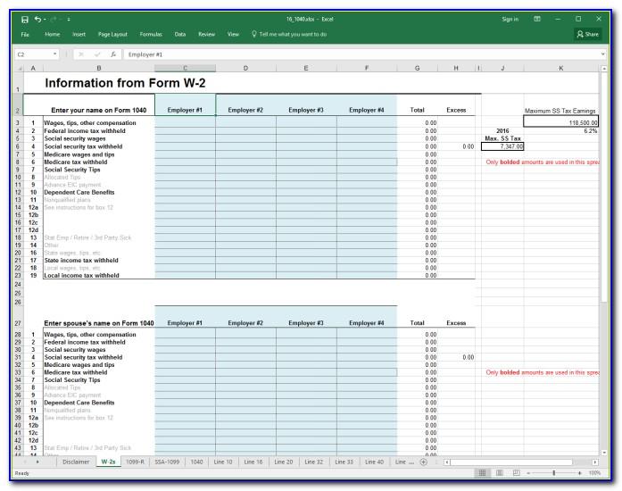 W2 Excel Template 2015
