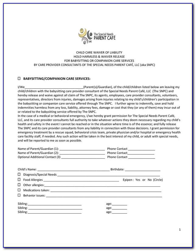 Waiver Form Template For Massage Therapy