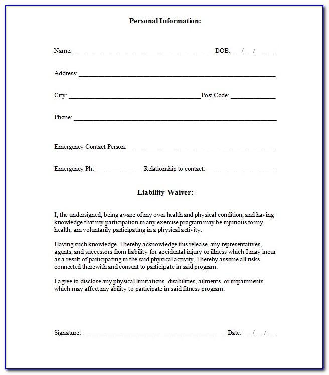 Waiver Form Template For Yoga Class