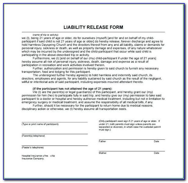 Waiver Of Liability Agreement Template