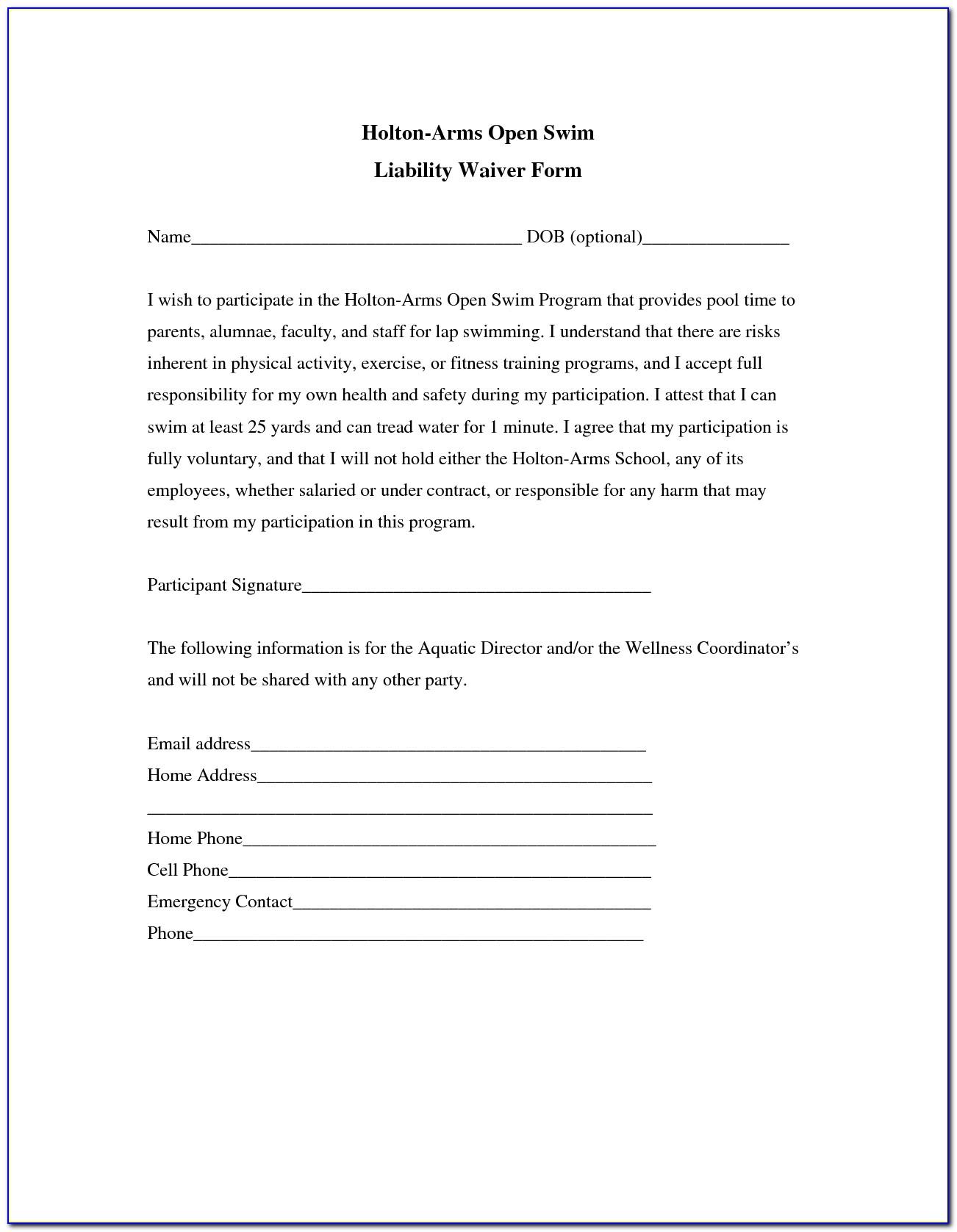 Waiver Of Liability Sample