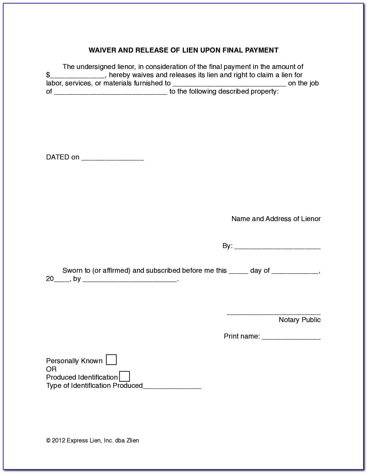 Waiver Of Lien Form Michigan