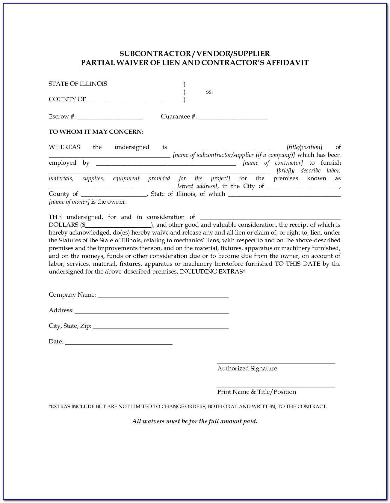 Waiver Of Lien Form Wisconsin
