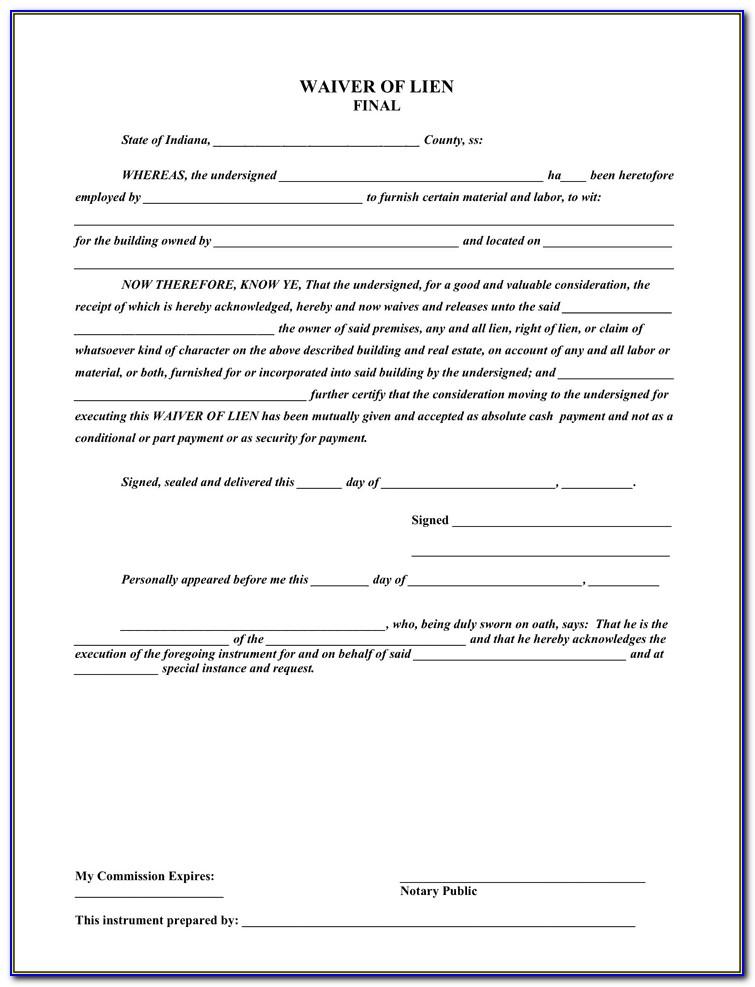 Waiver Of Lien Form