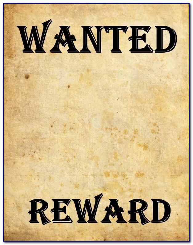 Wanted Reward Poster Template Free