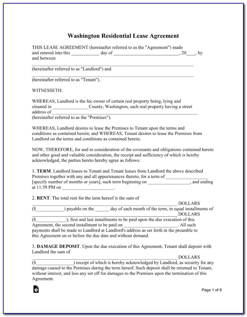 Washington Residential Lease Agreement Form