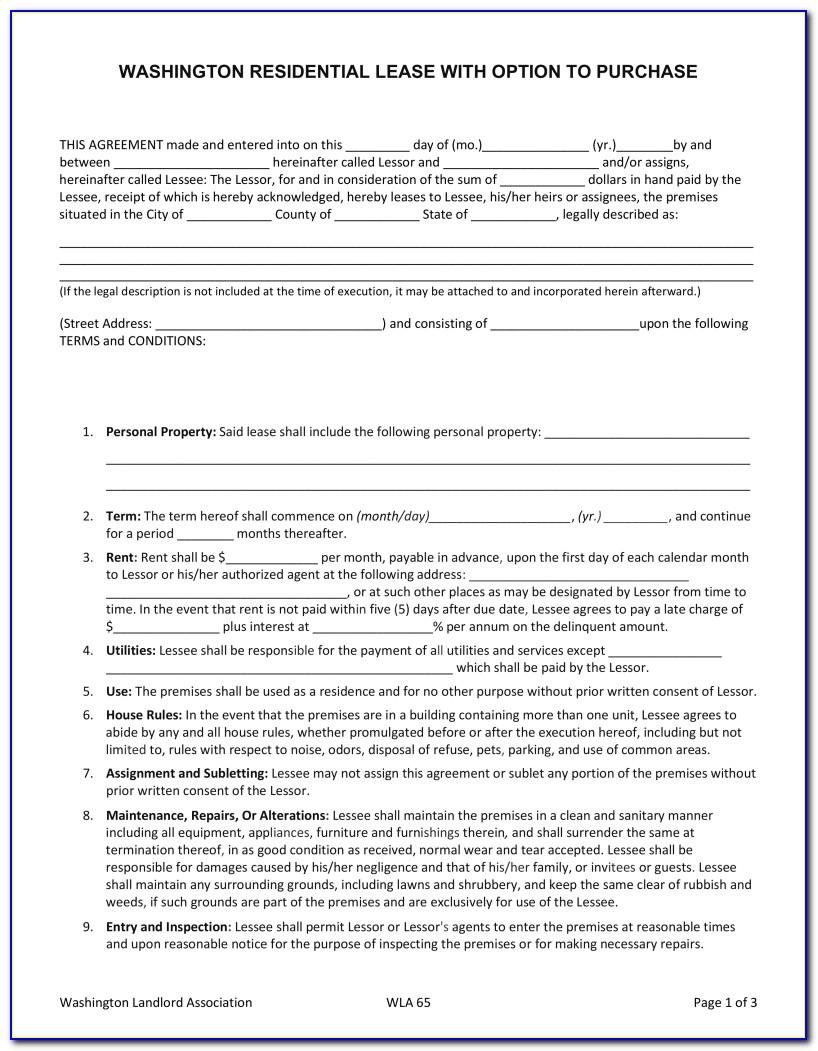 Washington State Lease Agreement Template
