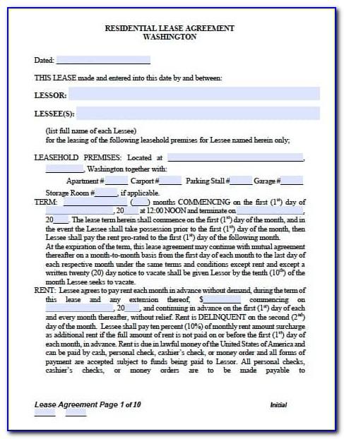 Washington State Residential Lease Agreement Template