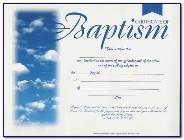 Water Baptism Certificate Template Free