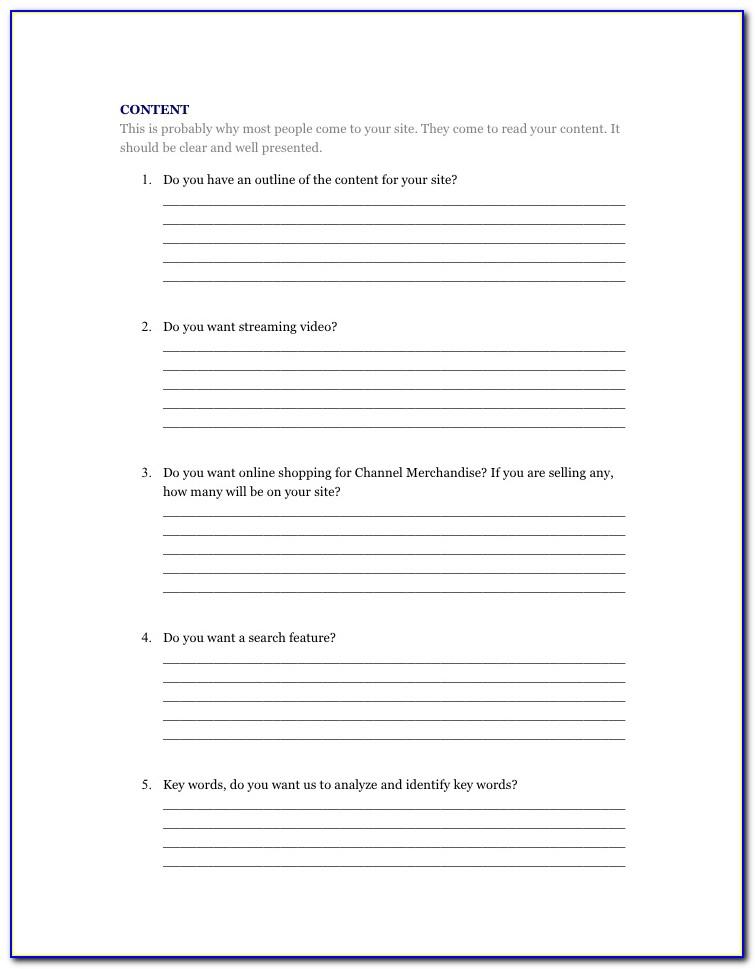 Web Design Questionnaire Form
