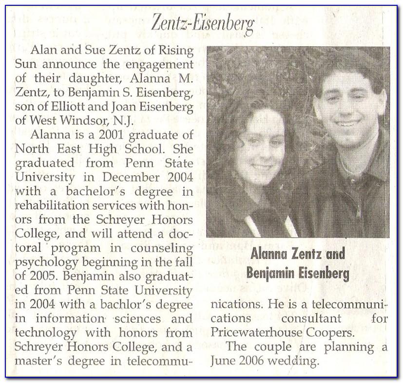 Wedding Announcement Samples For Newspaper