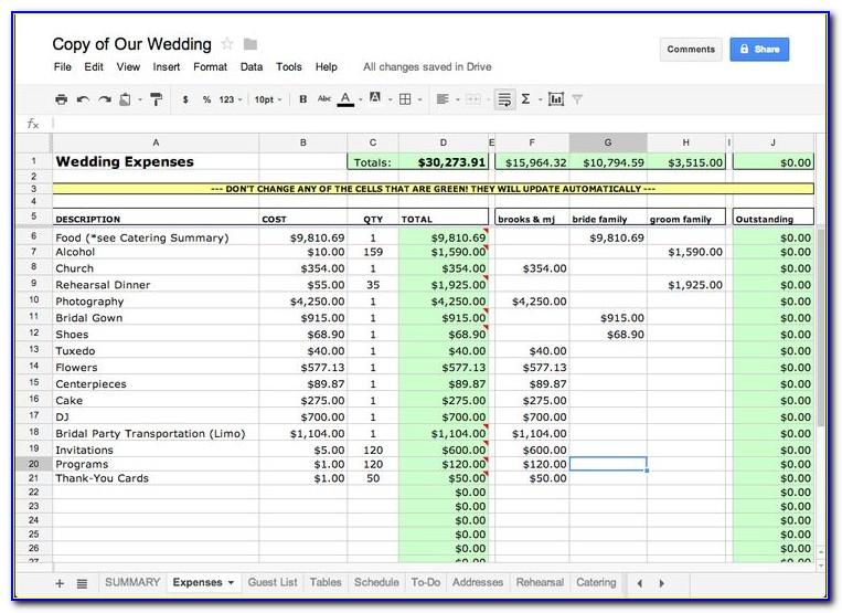 Wedding Budget Planner Spreadsheet Uk