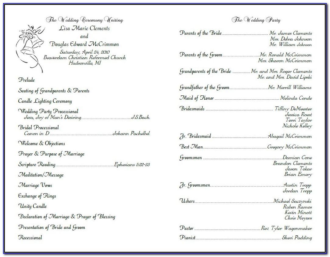 Wedding Ceremony Program Template Pdf