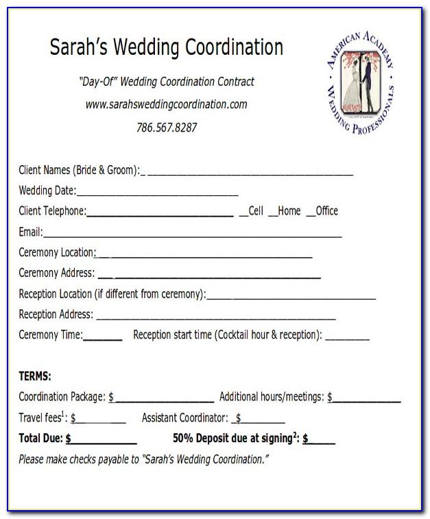 Wedding Coordinator Contract Example